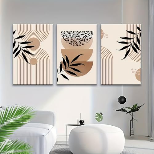 Art mural bohème pour salon élégant triptyque de toiles 30x50cm