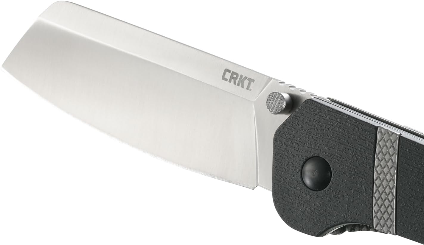 CRKT Ripsnort II EDC Folding Pocket Knife: Everyday Carry, Heavy Cleaver Style Blade, Thumb Stud Open, Liner Lock, Nylon Handle with Stainless Inlay, Deep Carry Pocket Clip 7270