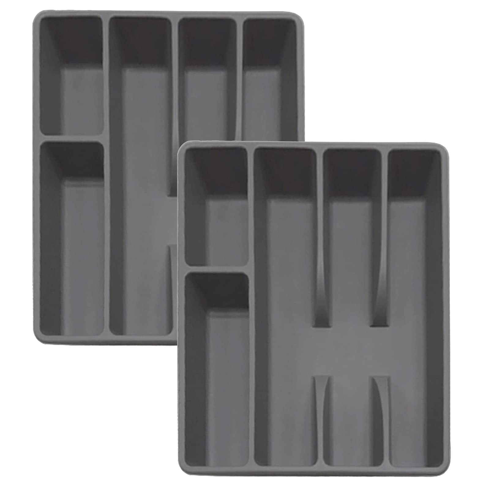 Generisch Dieser Besteckkasten im Schubladenformat (2er-Pack) – Küchenorganisation/Silberbesteckaufbewahrung, Besteckablage, Schubladenablage für Messer, Gabeln und Löffel mit 4 Fächern