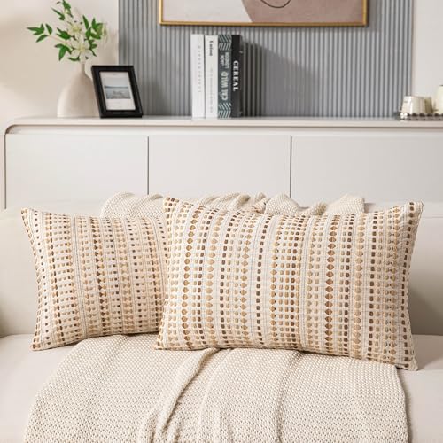 KOOLIFE Boho Lumbar Couch Throw Pillow Covers 12x20 Inch Set