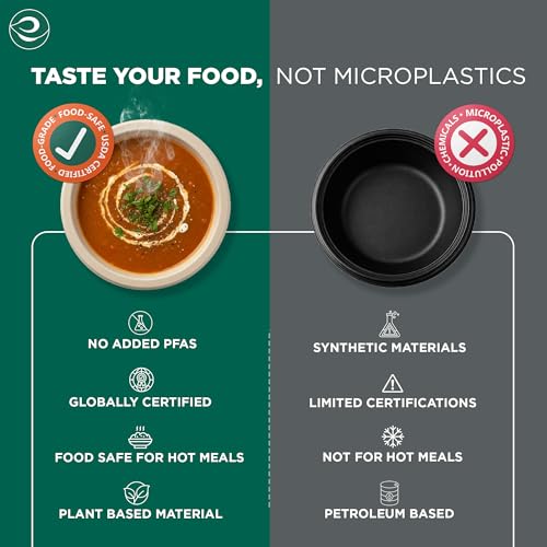 Image of ECO SOUL 475 ML 100-Pack Compostable Bagasse Bowls - Disposable Eco-Friendly Biodegradable Dinner Bowls For Party, Wedding, And Events