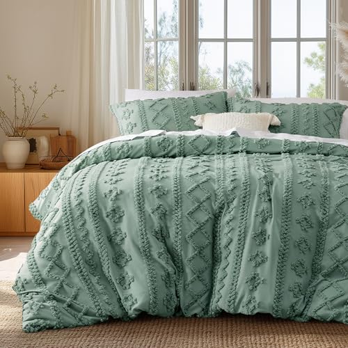 Bedsure Boho Kids Duvet Cover Queen Sage Green