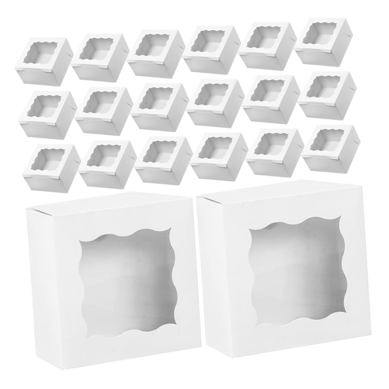 Cabilock 50pcs Individual Bakery Packaging Boxes for Cupcakes Muffins Desserts and Treats Portable Attractive Design with Protective Compartments for Gifting
