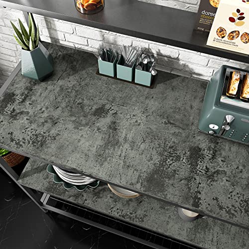 VaryPaper Large Size 32''x354'' Industrial Concrete Peel and Stick Wallpaper Modern Dark Grey Concrete Look Contact Paper Self Adhesive Cement Wall Mural for Bedroom Bathroom Kitchen Countertops Table