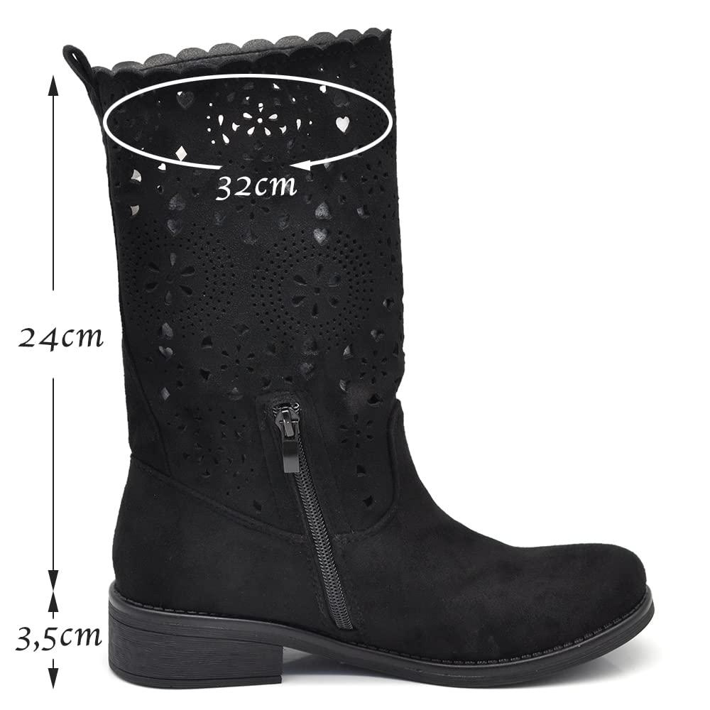IF Fashion - Botas de mujer para primavera y verano, perforadas en el pulpcido, con hebillas y anfibias, LY70-1 Size: