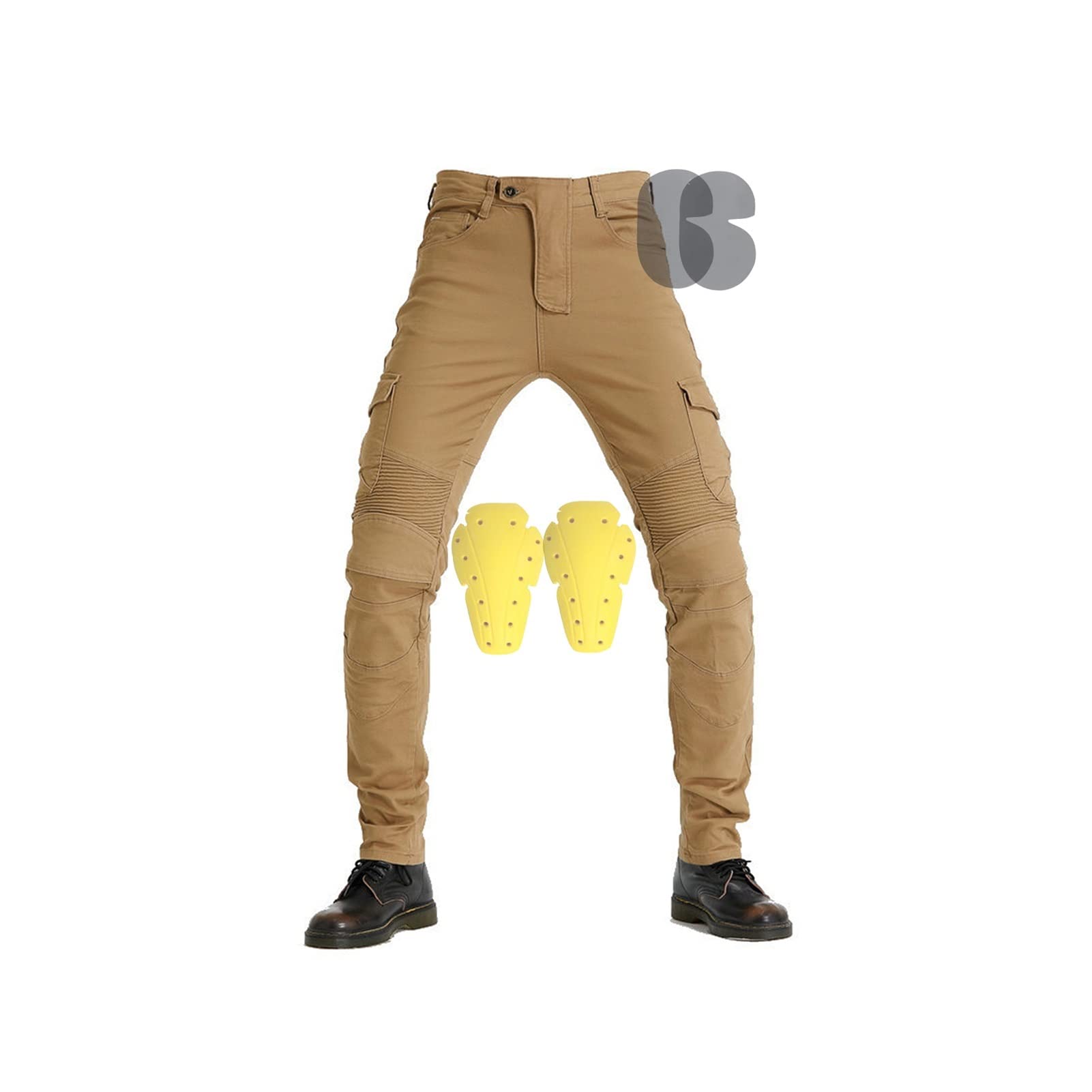 All Season Motorbike Trousers Dirt Bike Riding Jeans Removable Armour For Knees And Hips For Motorcycle, Expedition, Touring Bike Gear (5 Colors, XS-4XL) (Color : Beige, Size : M)