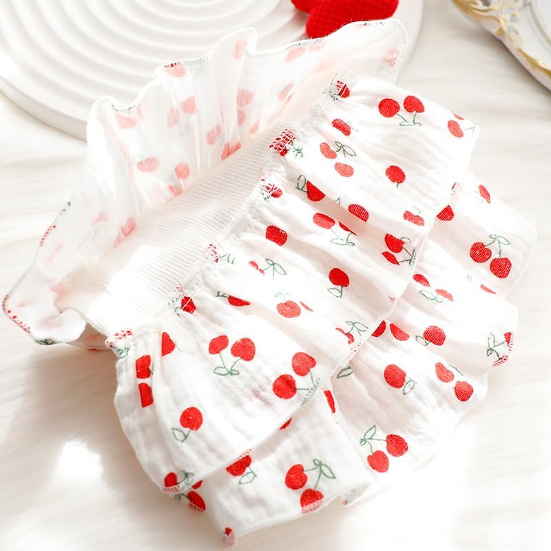 AZA Dog Princess Dresses for Small Dogs Clothes Cherry Costume Pet Suspenders Girl Cat Cute Lace Coat Floral Outfits Summer Costumes (XS,Cherry)