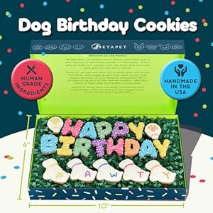 Dog Birthday Cookies - Dog Birthday Treats for Dogs at Any Age - Made with Human-Grade Ingredients - Happy Birthday Dog Cookies - Boy or Girl Puppy First Bday - Dog Birthday Gift - Baked Fresh in USA Dog Birthday Cookies Dog Birthday Treats for Dogs at Any Age Made with Human Grade Ingredients Happy Birthday Dog Cookies Boy or Girl Puppy First Bday Dog Birthday Gift Baked Fresh in USA