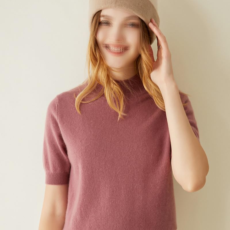 Women's Wool Knitted Sweater Cashmere Pullovers Top Half Sleeve Soft Warm Jumper4