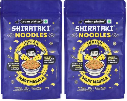 Image of Urban Platter Indian Mast Masala Shirataki Noodles, 279g (Konjac Noodle | Keto-friendly, Low-Carb, Fat-free | Zesty Indian Masala | Ready in Minutes) (Pack of 2)