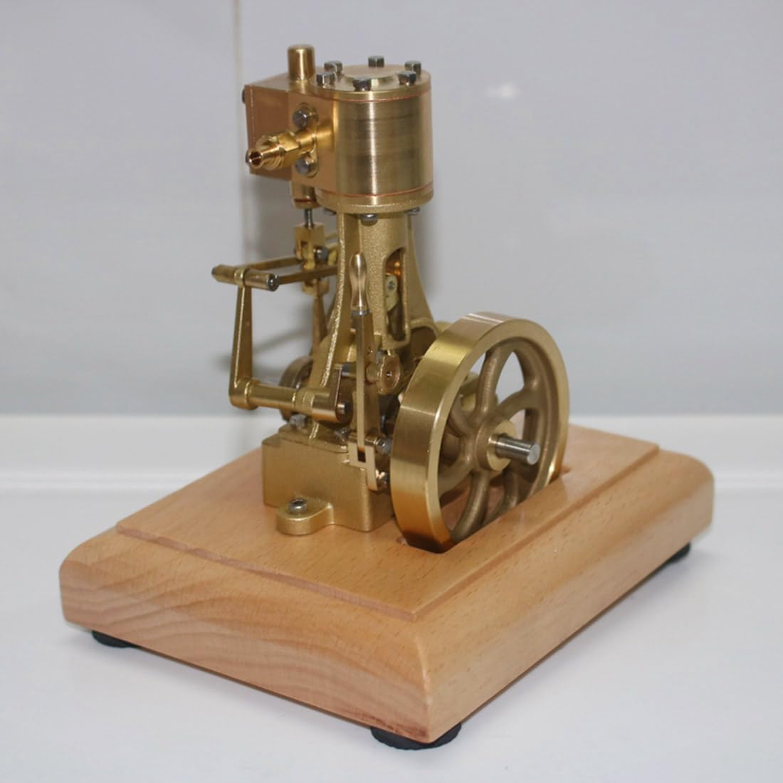 TechnixLabz Mini-Vintage-Messing-Vertikal-Einzylinder-Hubkolben-Dampfmaschine (mit Untersetzungsgetriebe), Eingebauter Kessel, Hohe Funktionsfähigkeit, Hilft Beim Verständnis Mechanischer Prinzipien