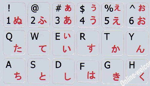 Pegatinas de teclado en hiragana japonés, fondo gris miniatura 3