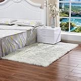 Mifeiwukawa Alfombra rectangular de felpa suave para sala de estar, dormitorio, pasillo, habitación de los niños, decoración del hogar y cocina (gris y blanco, 45 x 45 cm)