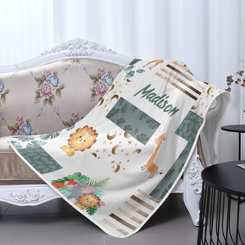 GoTussWO Custom Animals Lion Fox Elephant Jungle Weighted Blanket Cooling Laye, Keep Cooling All Night,30x40Inch