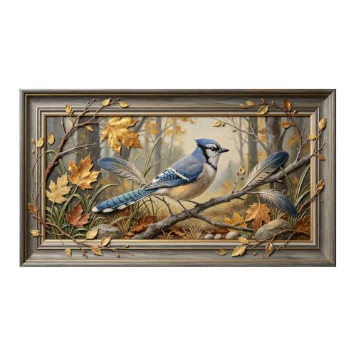 Décoration murale encadrée 3D grand format au design élégant de forêt d'automne