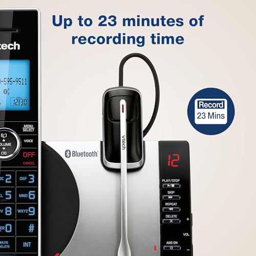 Image of VTech-Cordless Phone with Answering Machine with DECT 6.0 Headset, Bluetooth, Connect to Cell, Caller ID /Call Waiting, Handset Intercom,1,000 Name & Number Phonebook -DS6771-2 Silver /Black