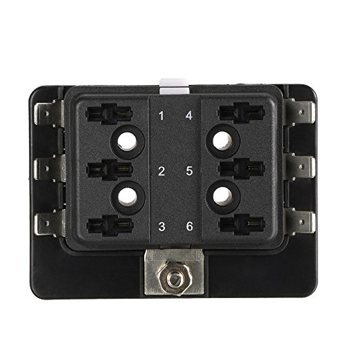 Sangmei Suporte de caixa de fusíveis de mini lâmina de 6 vias APM ATM 5A 10A 25A para barco a motor