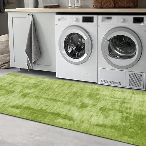 Tapis de sol pour couloir et entrée style abstrait vert lavable - 5
