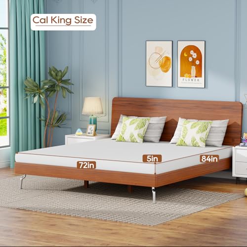 Image of FDW 5 Inch California King Mattress, Medium Firm Base Foam, Breathable & Comfortable with Removable Washable Zipper Cover, Bed in a Box, CertiPUR-US Certified, White
