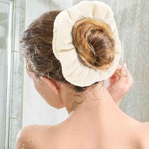 Image of 5 Pcs Large Microfiber Hair Scrunchies, Soft Towel Drying Hair Bands, Thick Fuzzy Ponytail Holders for Women and Girls, Hair Accessories for Wet Hair, Daily Use and Gifting