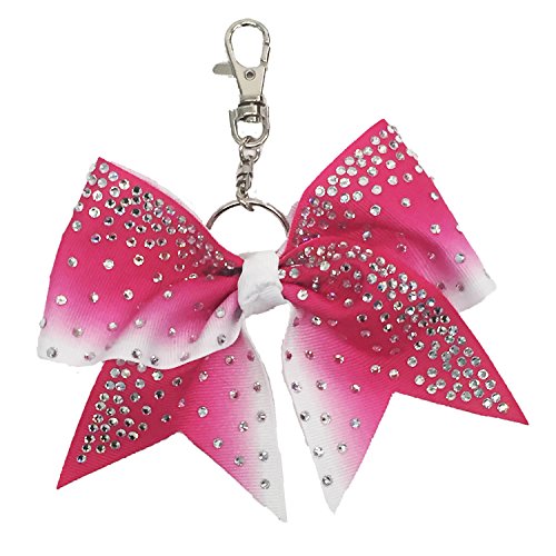 THE ULTIMATE BOW - Rhinestone Ombre Keychain Bow Cheerleading Accessory (Hot Pink Ombre)