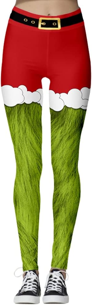 Santa Claus Crazy Christmas Leggings Womens Funny Printed Ugly