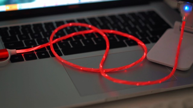 Image of 6 Combinations Multi Ports USB Charger Cable USB A /USBC to Micro USB /Type C PD Fast Charging Cord Light Up LED Starry Current to be a Night Light Compatible with Most of devices-39 inches Red.