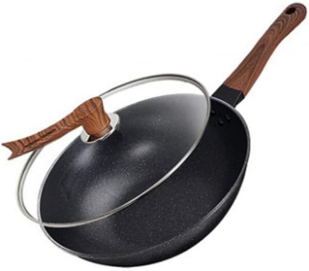 ASerZenith Non-Stick Household Wok Flat-Bottomed Wok Multifunctional Non-Oily Fume Induction Cooker Pot For Gas Stove