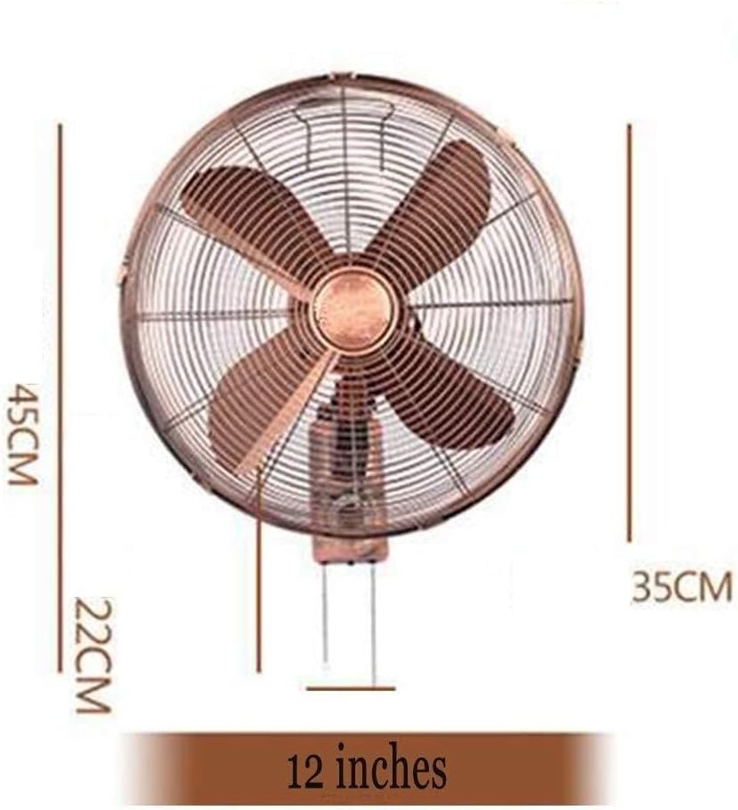 Wall Fan, Metal Antique Design, Remote Control Shaking Head, Air Volume Electric Fan with Timer Function, 3-Speed Settings for Industry, Home, and Office Use