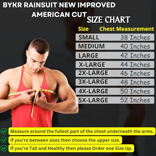 Bykr RSB-L Waterproof Outdoors Motorcycle Rain Suits For Men & Women Cycling 2-Piece Breathable & Windproof Wet Weather Protection Motocross Rain Gear Reflective Rainwear All Sports Riding Rainsuit Black L thumb #4