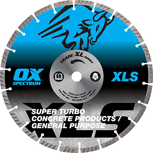 OX Tools Trade XL Super - Turbo Segmented Diamond Blade - Concrete & GP - 300/20mm, Blue