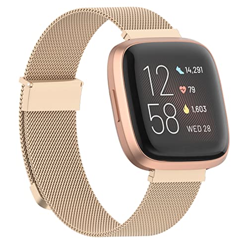 Tuocal Ersatzarmband Kompatibel mit Fitbit Versa 2 Armband Fitbit Versa Armband, Metall Mesh Magnetisch Edelstahl Ersatz...