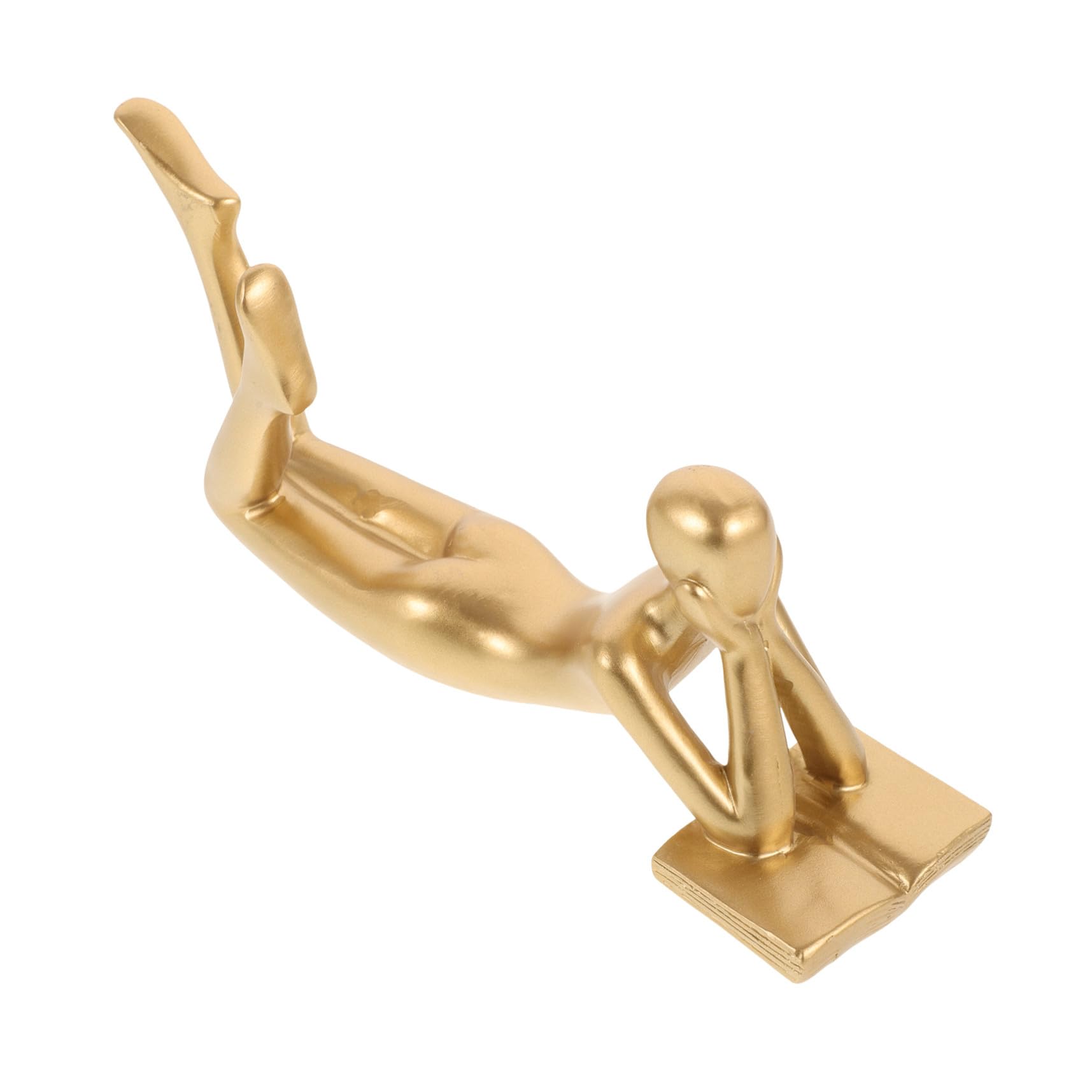 Figurine de lecteur abstraite en résine dorée pour décoration de bureau chic