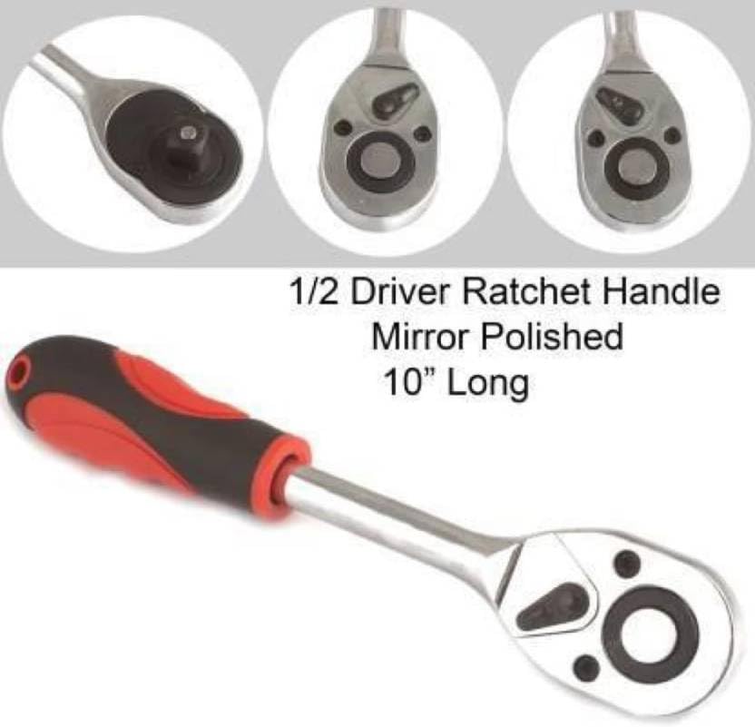 EPITECH MART New Drive Shaft Ratchet Handle Socket Wrench Heavy Duty Tool 1/2Inch Wrench Rachet Double Sided Rachet Wrench - Fixed Square 3