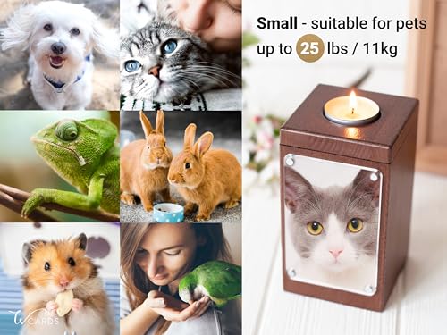 Image of Personalized Pet Memorial - Dog Memory Box Keepsake with Photo, Cat Cremation Urn for Ashes Candle (Small, Without Engraving)