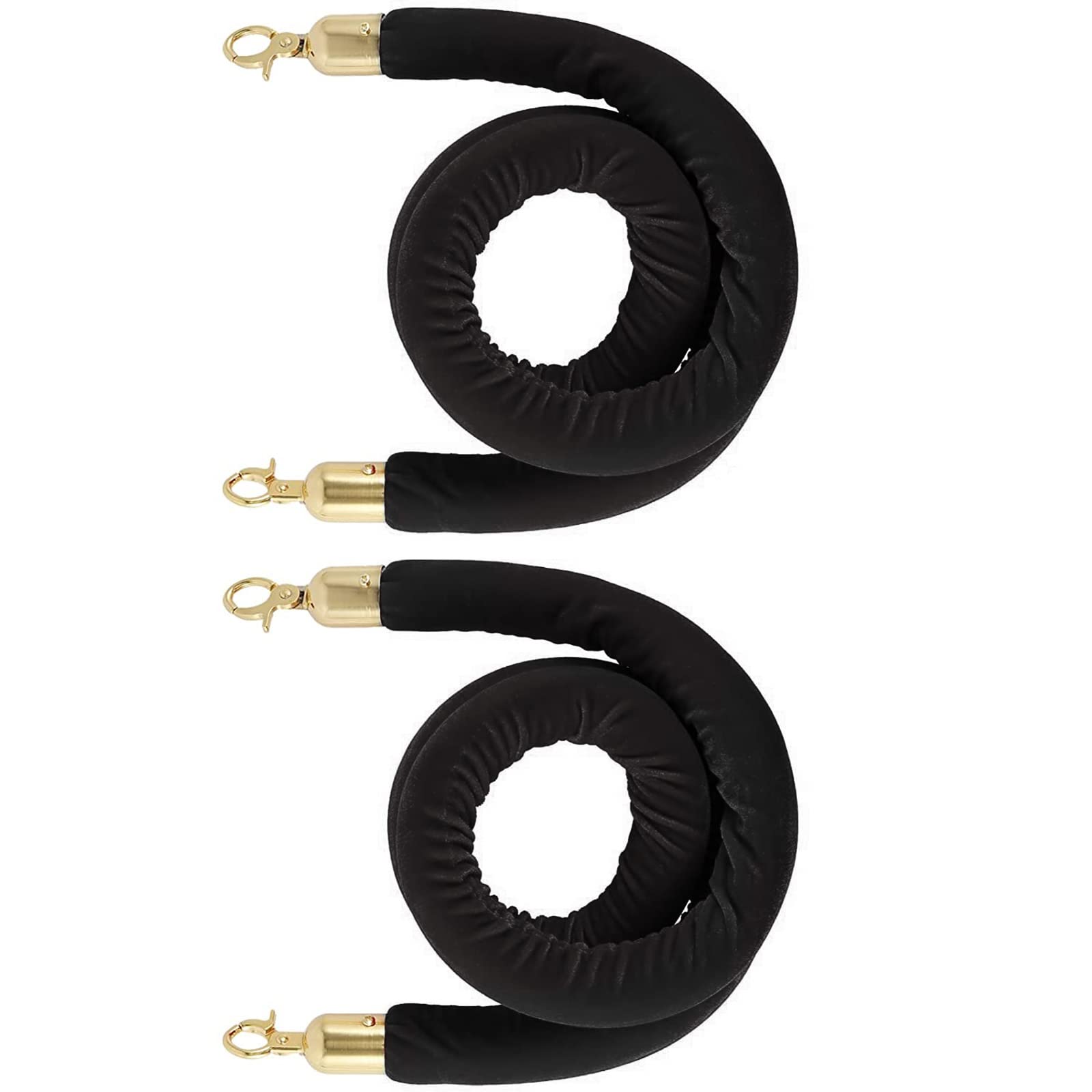 Aioneer Velvet Rope Stanchion With Gold Hooks – 2.7M Red Barrier Post For Crowd Control In Hotels & Events – Easy Setup, Elegant Accessory For Queue Management-Black-2.7m/8.9ft/106inch