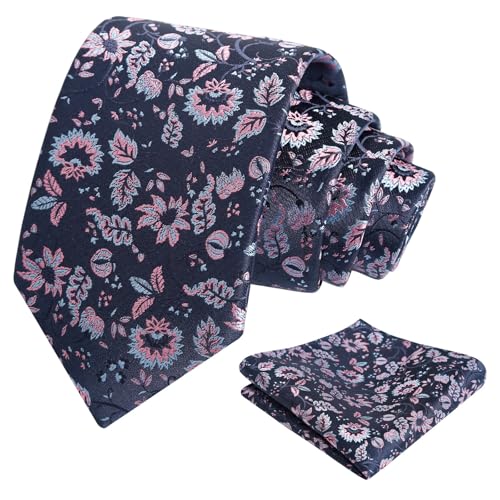 Image of Alizeal Mens 3.15inches Leaf Flower Pattern Tie Set