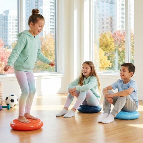 Image of Libima 4 Pcs Wiggle Seat for Kids Inflated Wobble Cushion