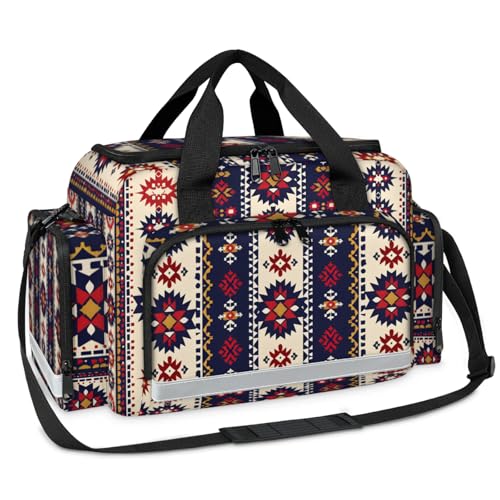 GzLeyigou First Aid Bags Empty, Traditional Purple Aztec Emergency Bag First Aid Kit Multiple Compartment Kit Carrier On Call Trauma Bag For Paramedics Emergency Medical Supplies Kit