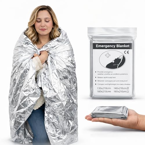 Image of IS IndoSurgicals Emergency Thermal Blanket | Premium Mylar Foil Space Blanket for Survival, Travel & Extreme Cold Protection | 140 x 210 cm | 2 Pack