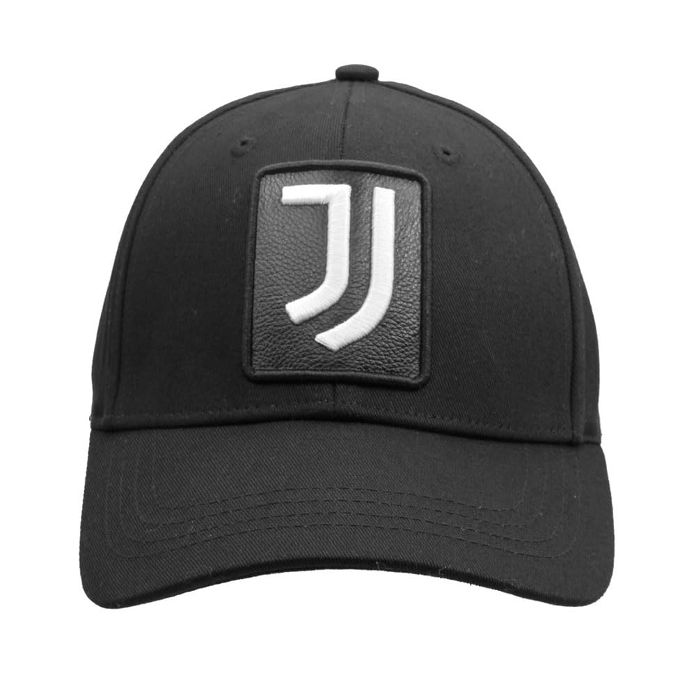JUVENTUS Baseball Hat Patch Leather Embroidery 100% Cotton, Black, One Size