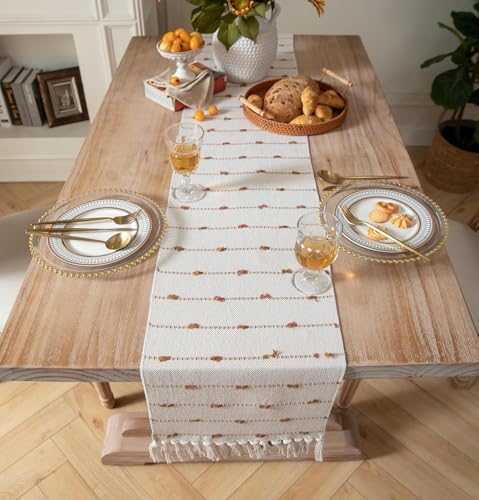 Image of Premium Boho Cotton Table Runner for 4 6 Seater Dining Table |Center Table |Coffee Table|Dining Table|Eating Area|Table Decor(14*72 INCHES)|Brown DH| SZPR 039