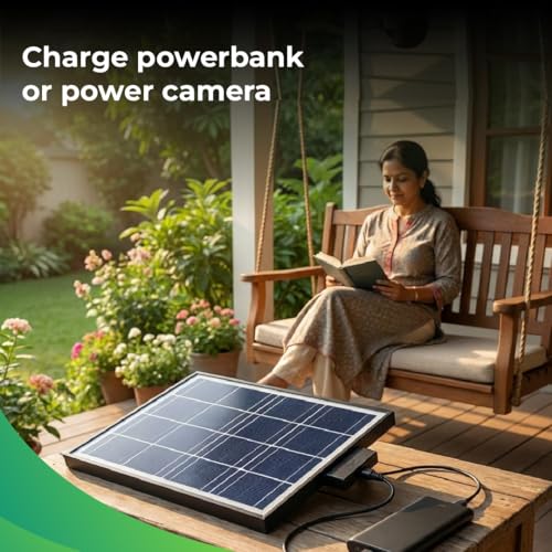 Image of Artifax 7W Solar Panel | 5V Type-C Portable Solar Charger for CCTV Camera & Power Bank | Mini Waterproof Solar Panel for Outdoor Use
