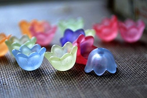 Miniatura 2 de Gorras de cuentas de tulipán acrílico multicolor brillante para hacer joyas, manualidades (0.394 pulgadas)