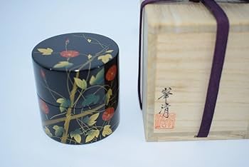 Ｒ５６５　四季棗　『塗師　峯清作』『夜桜　朝顔　稲雀　松喰鶴』　共箱　茶道具 R565 四季棗 『塗師 峯清作』『夜桜 朝顔 稲雀 松喰鶴』 共箱