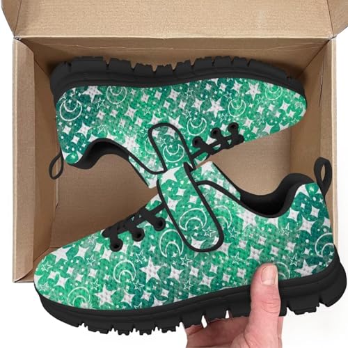 Kids Sneakers Running Tennis Athletic Shoes for Boys&Girls (Little Kid/Big Kid) Star Moon Pattern（Black Sole）2