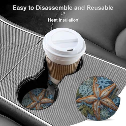 Portavasos para carro madera estampado estrella azul 2 pzas miniatura 4
