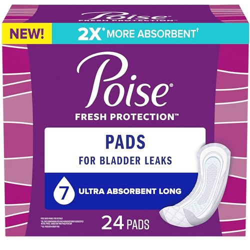 Image of Poise Incontinence Pads & Postpartum Incontinence Pads, 7 Drop Ultra Absorbency, Long Length, 24 Count, Packaging May Vary