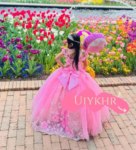 Cold Shoulder Flower Girl Dresses Puffy Tulle First Communion Dresses with Bow Lovely Beaded Pageant Dresses for Girls4