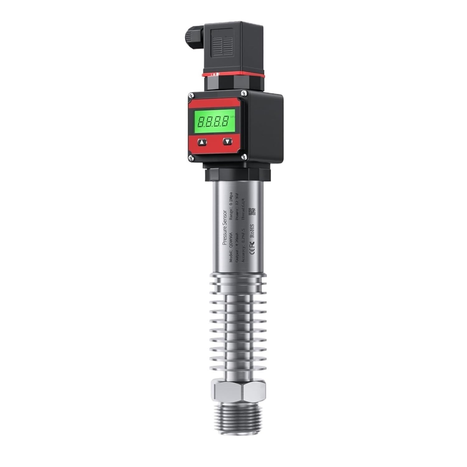 M20*1.5 Thread 0-100bar 0-200bar to 4-20mA Digital High Temperature Pressure Transducer 200℃ Display Pressure Sensor(Out 0-10V,0-4Mpa)